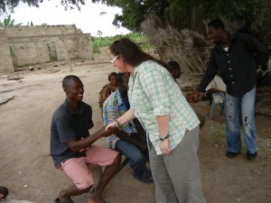 Crystal meeting locals in Ghana.