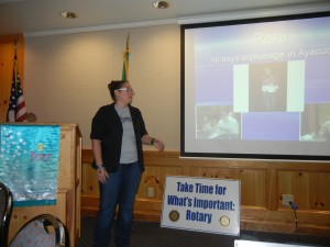 Crystal sharing volunteerism stories with the Sunrise Rotary Club