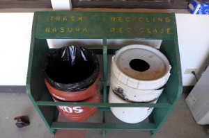 The old trash/recycle bins for a sustainable resource volunteer project