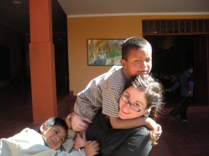 Crystal with the boys at the orphanage. Ayacucho, Peru.