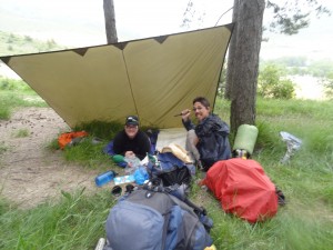 Crystal and Ondrey camping outside of Arre