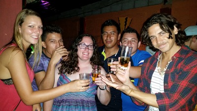 Celebrating with drinks in San Cristobal