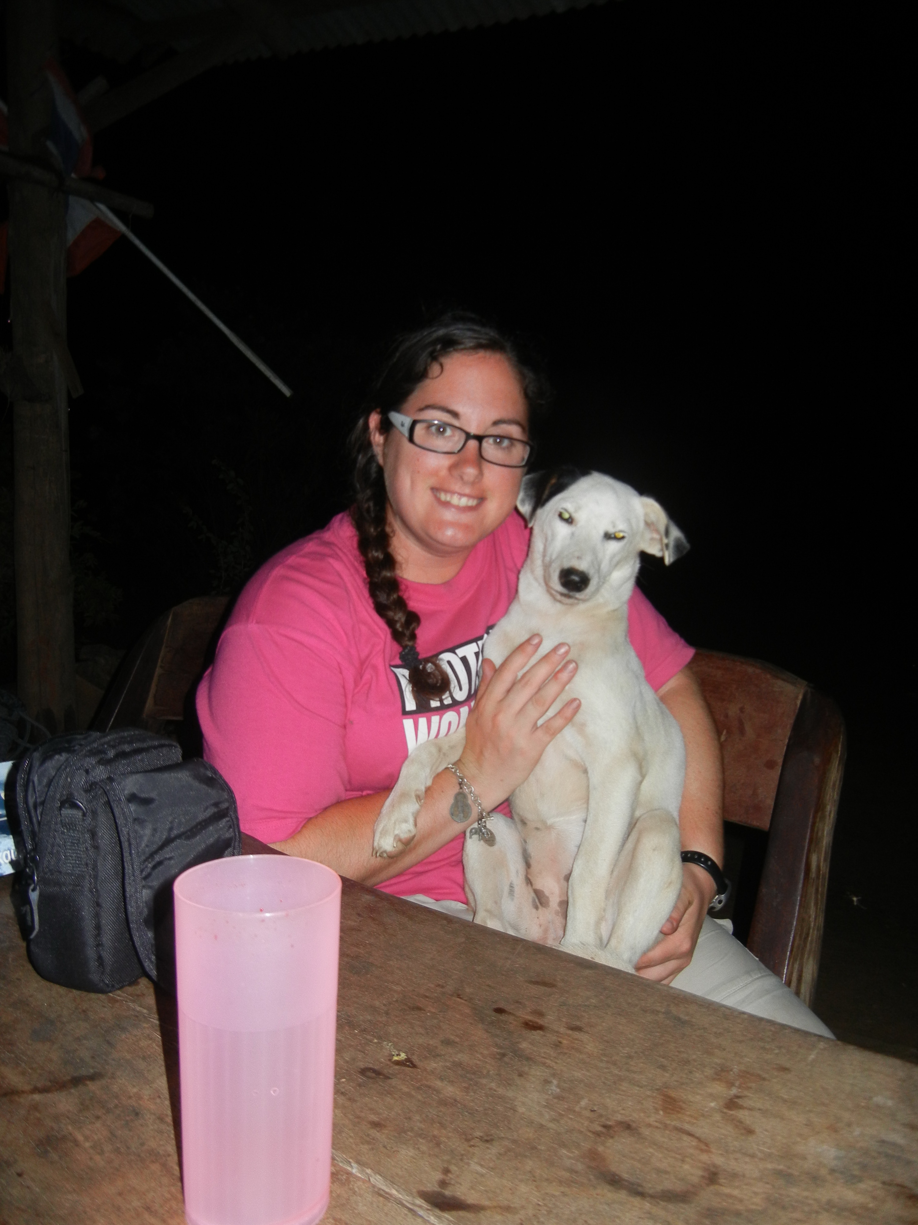 Crystal with her Thai dog Shadow, right before the accident